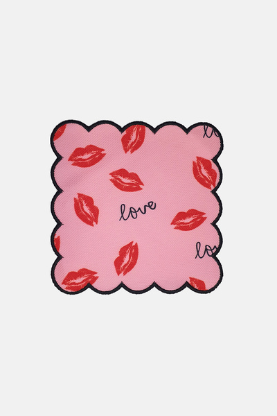 Generic Brand Lip and Love Slogan Patterned Embroidery Edge Cocktail Napkin 1...