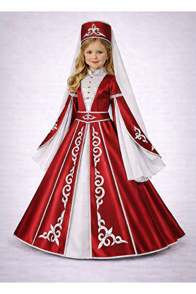 JAVERA Kafkas Kıyafeti Kız Çocuk Kostümü (4-5-6-7-8-9-10-11 Yaş)