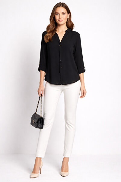 AYHAN Bluza sa preklopljenim rukavima i ovratnikom