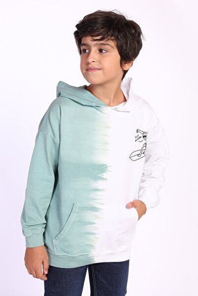 Toontoy Boy's Oversized Hooded Pocket Low Shoulder Color Block Printed Sweats...