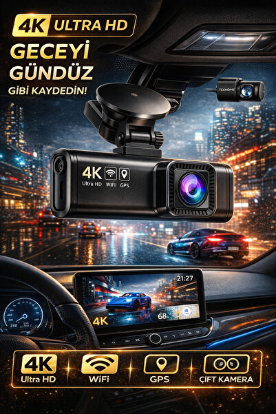 TARÇIN Teknomie Vision Pro 4K Ultra HD Araç İçi Kamera - Ön Arka Kamera - WiF...