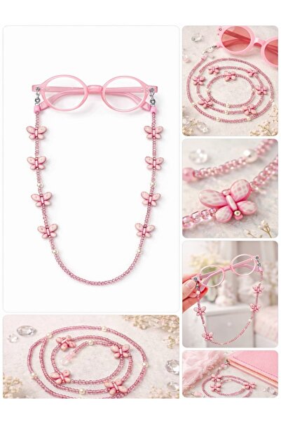 Optic Master Kelebekli Çocuk Gözlük İpi / Zinciri Pembe