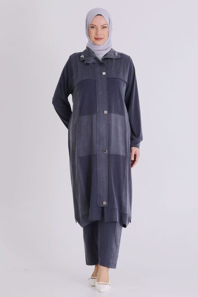 behrem Büyük Beden Tesettür Pantolonlu Takım 35145 Lacivert