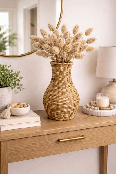 NEWNOW Nordic Touch Natural Rattan Decorative Vase
