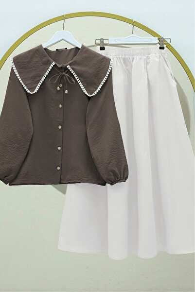 HİJABAYA Cămașă elastică cu mâneci din dantelă cu guler pentru bebeluși