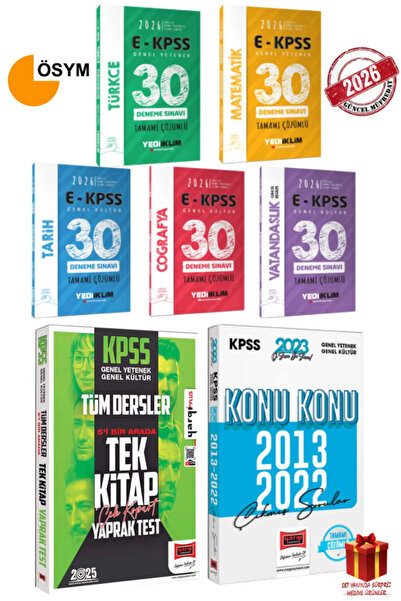 Yediiklim Yayınları 2026 EKPSS Tüm Adaylar İçin GY-GK Tamamı Çözümlü 30 Denem...