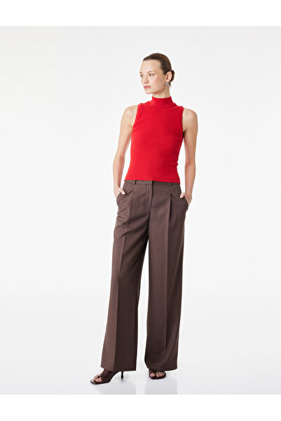 Koton High Waist Pleated Palazzo Pants with Pockets