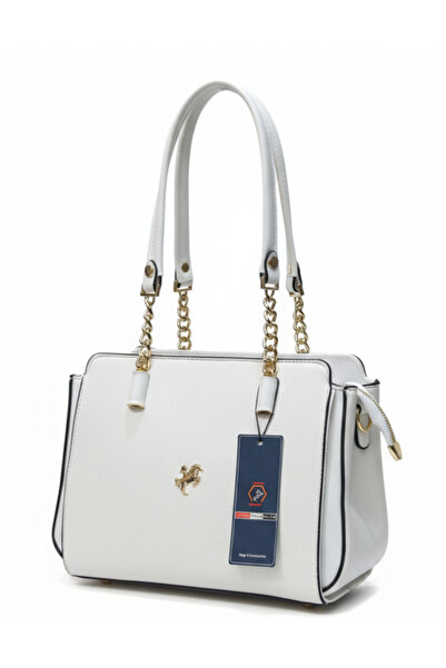 Çanta Trend Miami Polo Clup White 5-Compartment Women's Bag with Chain Hand S...