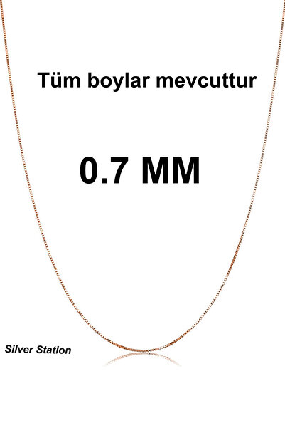 Silver Station İtalyan Rose Renk 925 Ayar Gümüş Kolye - Zarif Zincir Kolye 40...