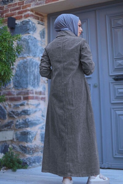 HİJABAYA Μακρύ τζιν καπάκι με μεταλλικά κουμπιά και τσέπες για τσάντα