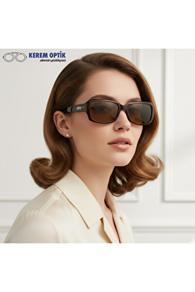 CALDİNİ Kadın Kahverengi Kemik Polarize Retro Güneş Gözlüğü Cs010 C15