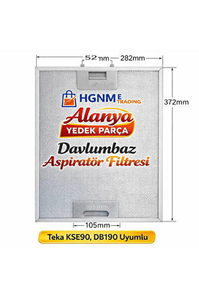 Home 81460072 Aspiratör Davlumbaz Metal Yağ Filtresi 370x281 mm – Teka KSE90,...