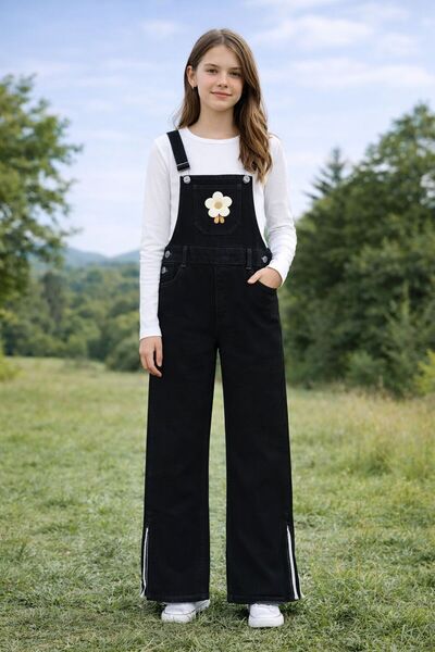 Bilge Trend Κοριτσίστικη τζιν σαλοπέτα με κέντημα λουλουδιών