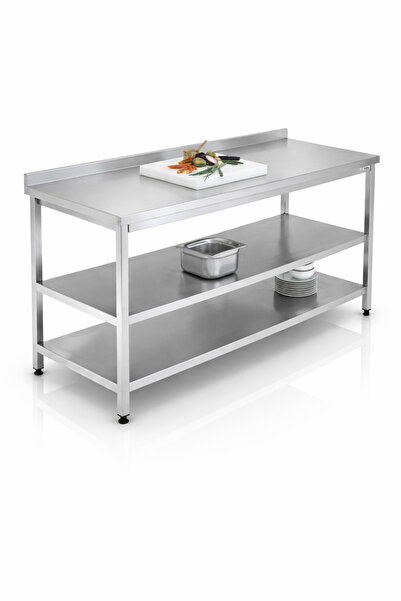 sc sonsesconcept Çalışma Tezgahı Paslanmaz , Alt Tablalı , Ara Raflı , Krom, ...