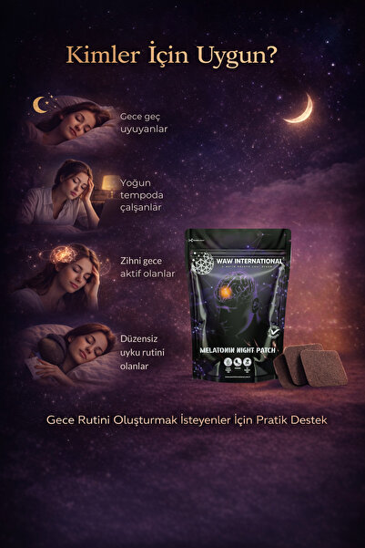 waw international Melatonin Night Patch - Hızlı Uykuya Geçiş Ve Kaliteli Uyku için Melatonin Desteği 30 Adet