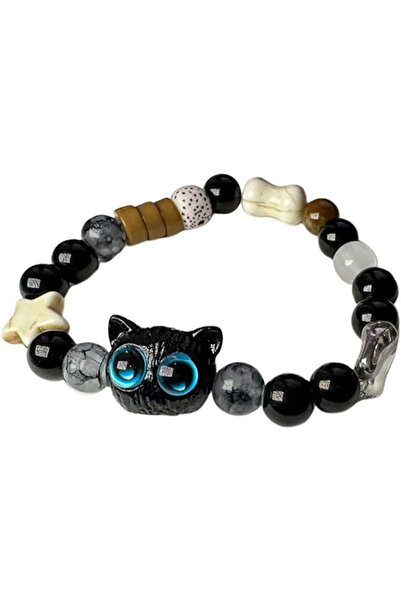 OEM Ρυθμιζόμενο κεραμικό βραχιόλι με μοτίβο γάτας σε σχήμα καρτούν, πολύχρωμο