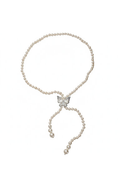 OEM Γυναικεία ζώνη με ψεύτικες πέρλες και αγκράφα σε σχήμα πεταλούδας, κομψό ...