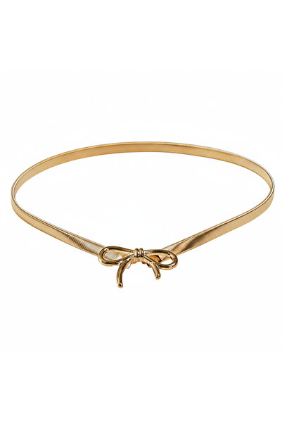 OEM Γυναικεία ελαστική Ζώνη, κομψή μεταλλική, με αγκράφα φιόγκο, χρυσή