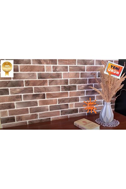 Renkli Duvarlar Kendinden Yapışkanlı  Kahverengi Tuğla TV Arkası Salon Ofis D...