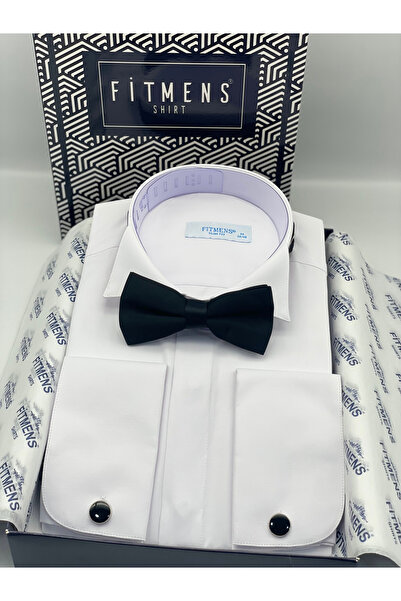 Fitmens قميص رجالي بقصة ضيقة وأكمام طويلة وياقة على شكل حرف U وأزرار مخفية من...