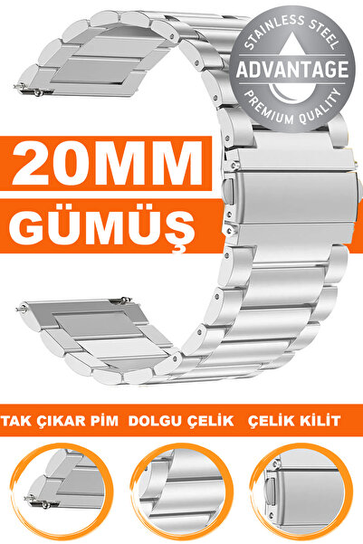 COBRA 20mm Fossil-Welder-Casio-Seiko-Omega-Armani Saat Uyumlu Çelik Metal Saa...