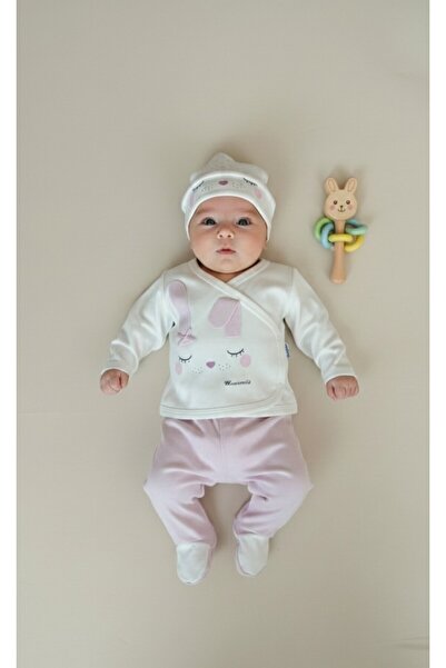 Miniworld Kız Bebek %100 Pamuk Pembe 5 Parça Hastane Çıkışı Zıbın Seti.| Yeni...