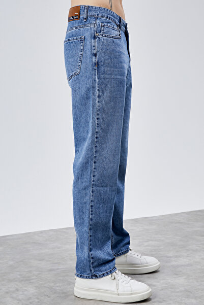 HLT JEANS Erkek Açık Mavi Straight Baggy Fit Bol Kesim %100 Pamuk Denim Loose...