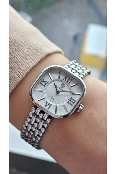 Raymond Rym-211503 Retro Square Steel Women's Watch - 2 Years Warranty Silver-White