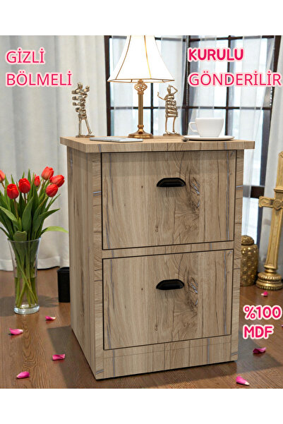 KONAK EV EŞYALARI Gloin Gizli Bölmeli Komodin,MDF,Kurulu Gönderilir,Montaj Ge...
