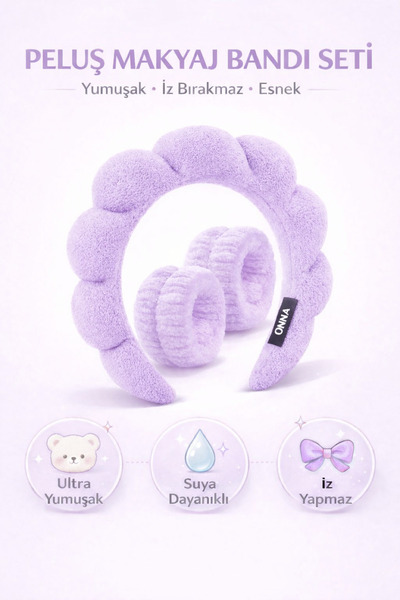 Sibelon Bentiță de machiaj din pluș |   Coroana de păr - Set Spa – Ultra moale