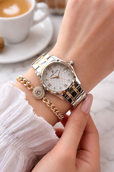 Daniel Klein ساعة يد نسائية مقاومة للماء بحبل فولاذي 30 طن + سوار BYN.10953.3