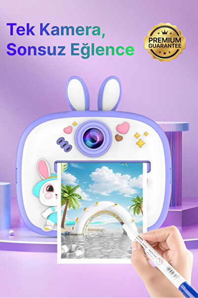 4 Berry Q7 Taşınabilir Fotoğraf Yazıcı ve Kamera BUNNY MOR