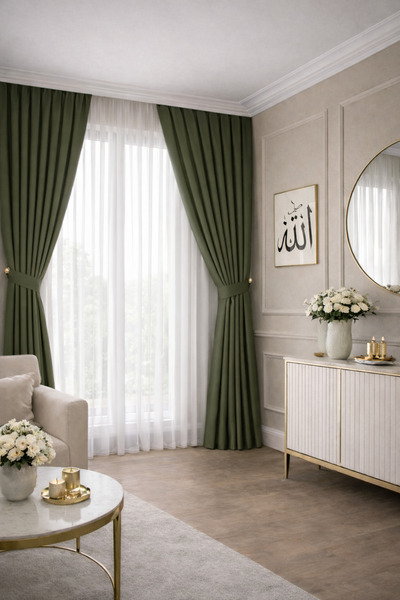 Wowlays Home Cortina de fundal plisată verde țesătură catifelată de înaltă ca...