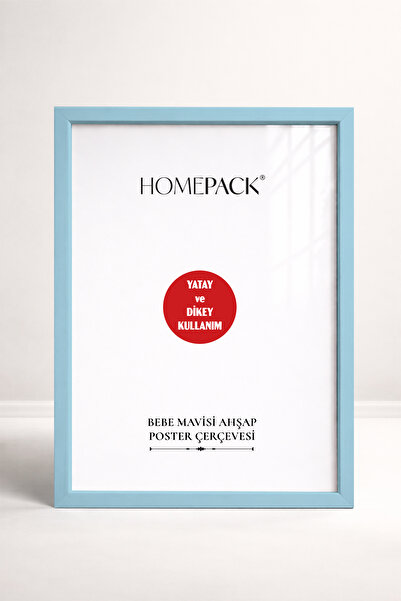 HOMEPACK 50X70 cm Light Blue Wooden Framed Poster Frame, Blank Frame, Light B...