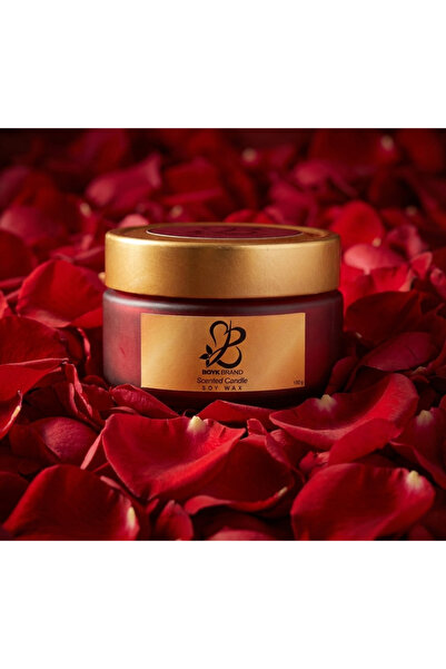 Cacao & Cream Scented, Ruby Color Glass Jar Scented Candle - 100% Natural Soy Wax - 230cc