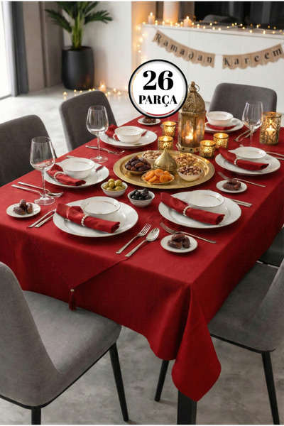 hanım's طقم مفارش طاولة كولبر من إيزور لـ 12 شخصًا، 26 قطعة، أسود