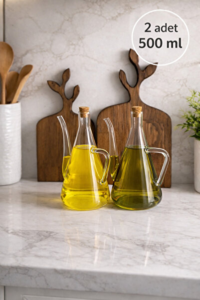 MİMOZA PARK عبوة زيت زيتون وخل من الزجاج البوروسيليكات بتصميم وعاء زيت زجاجي ...