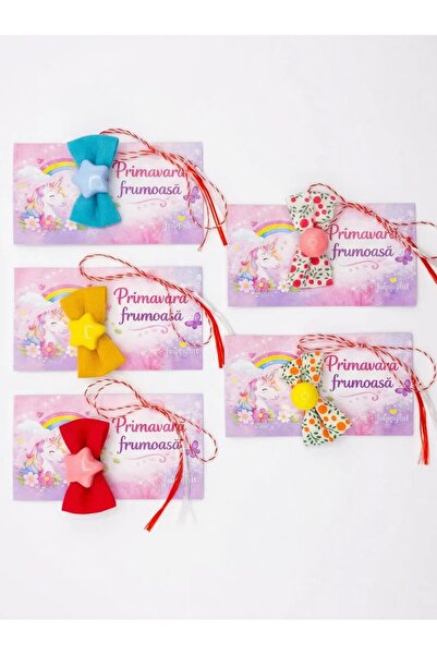 HappyHit Clame de păr cu mărțișor pentru fete, HappyHit, multicolore, cu șnur...