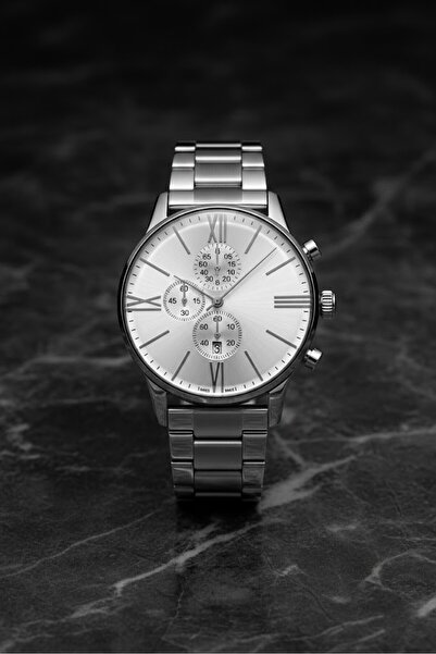 Leerybee ساعة يد رجالية كلاسيكية معدنية بحزام معدني رياضي فضي مع صندوق خاص هد...