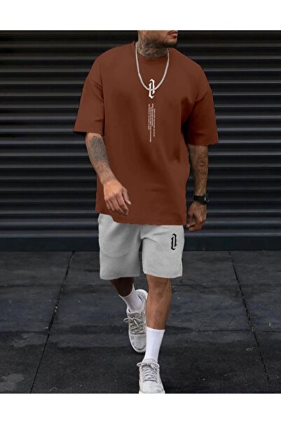 dwnwear شورت رياضي قطني صيفي 2 في 1 بجيب كارجو وخصر مطاطي