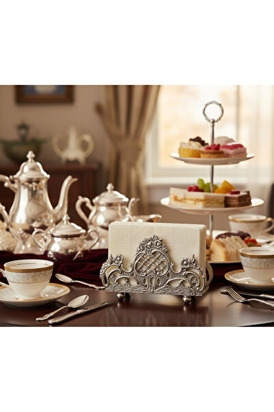 i love home glass Gümüş İşlemeli Vintage Peçetelik