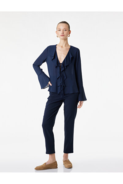 Koton Viscose Blended Extra High Waist Slim Fit Cigarette Pants