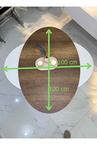 MatBeyaZ Modern orta sehpa salon sehpa elips oval sehpa 100 cm uzunluk 68 cm ...