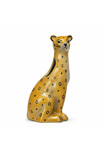 Warm Design Hand-Painted Leopar Desenli Vazo