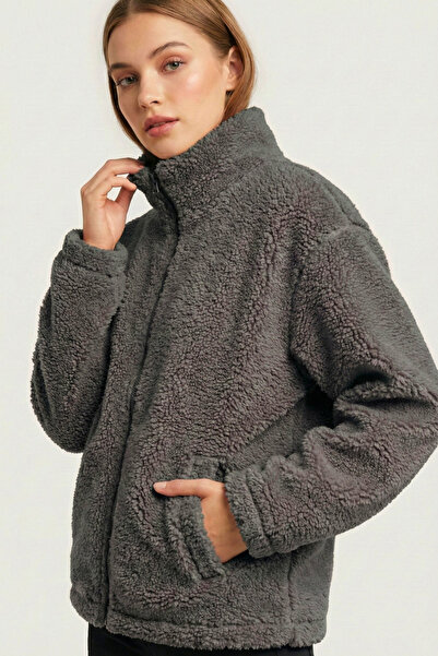 GENIUS STORE Women's Plush Full Zipper Pocket Sherpa Lamb Fabric Oversize Plu...