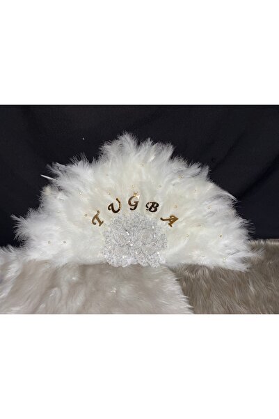 TAN EVENT Aplikli Gelin Yelpazesi Beyaz 60*35 Cm Kına Gecesi,bekarlığa Veda,h...