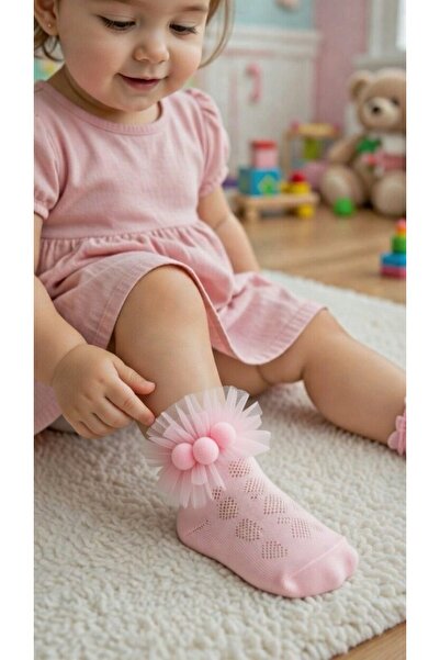 BİLGEN Style Șosete de petrecere pentru fete cu pompon pentru ocazii speciale