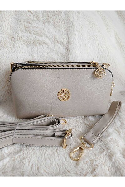 Tuel حقيبة يد وكتف متعددة الأقسام بثلاثة أقسام وتفاصيل ذهبية وظيفية