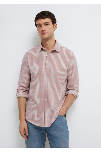 Mavi Men's M0211404-91578 Striped Shirt White St White on Burlwood