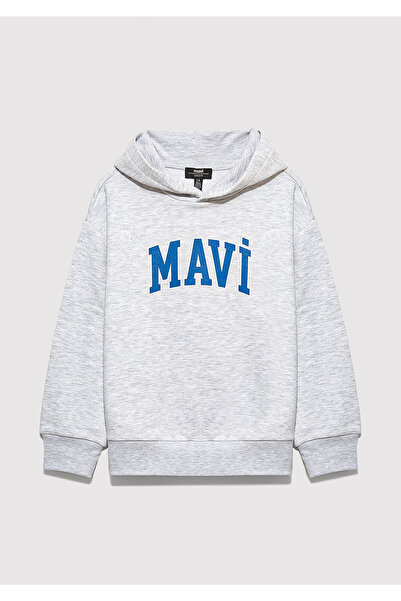 Mavi Logo Baskılı Gri Sweatshirt 6S10113-88467